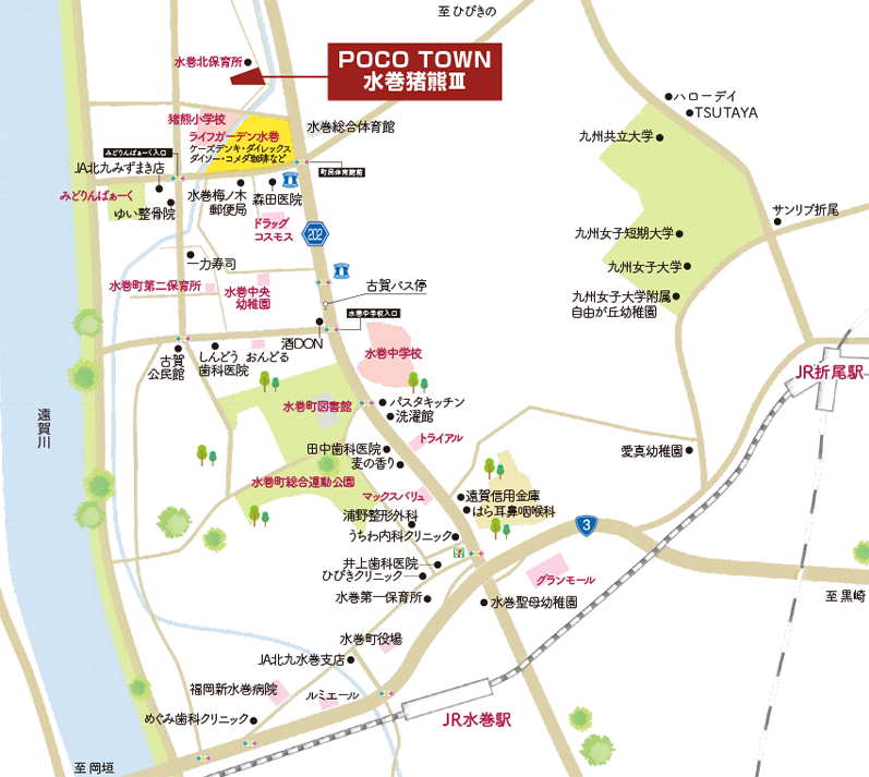 POCOタウン(ポコタウン)水巻猪熊Ⅲ マップ
